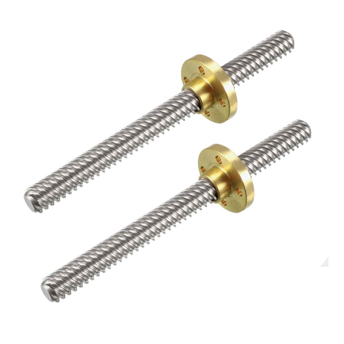 100mm Length T8 8mm Dia Lead Screw Rod,14 Lead Stainless Steel Lead Screw Rod with Copper Nut Trapezoidal Thread for 3D Printer Z Axis2pcs