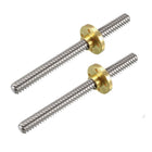 100mm Length T8 8mm Dia Lead Screw Rod,14 Lead Stainless Steel Lead Screw Rod with Copper Nut Trapezoidal Thread for 3D Printer Z Axis2pcs