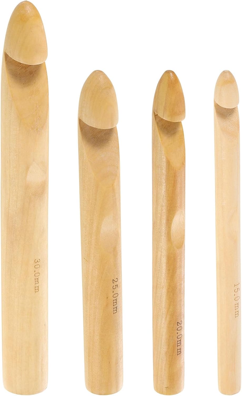 LinkMejor Wood Huge Crochet Hook 15mm 20mm 25mm 30mm Big Wooden Bamboo Crochet Hooks Set for Crocheting Giant Chunky Yarn