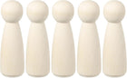 5 Pack Wood Peg, 3.5 Inch Girl-Shape Wooden Peg People, Unfinished Wooden Peg People Bodies Figures for DIY Art Craft Painting