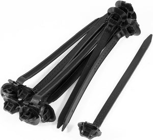 Nylon tænder træk Mount bildele kabelfastgørelse, 7mm bredde, 10 stk, sort