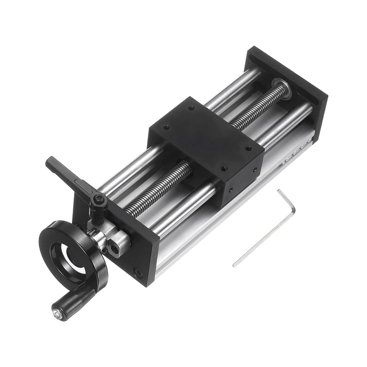 200mm Effective Stroke Length Manual Sliding Table, Double Optical Axis Slide Rail, Acme Thread TR12X7, 12mm Diameter 4mm Pitch, 1 Start, Moved 4mm/Cycle, for CNC Machine