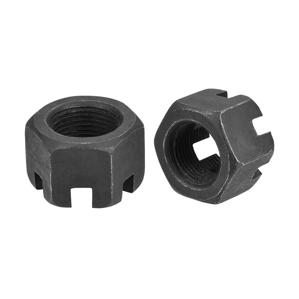 M20x1.5mm Hexagon Slotted Nut, Grade 4.8 Carbon Steel Hex Nuts Good for Machinery Repairing, Black, 6Pcs
