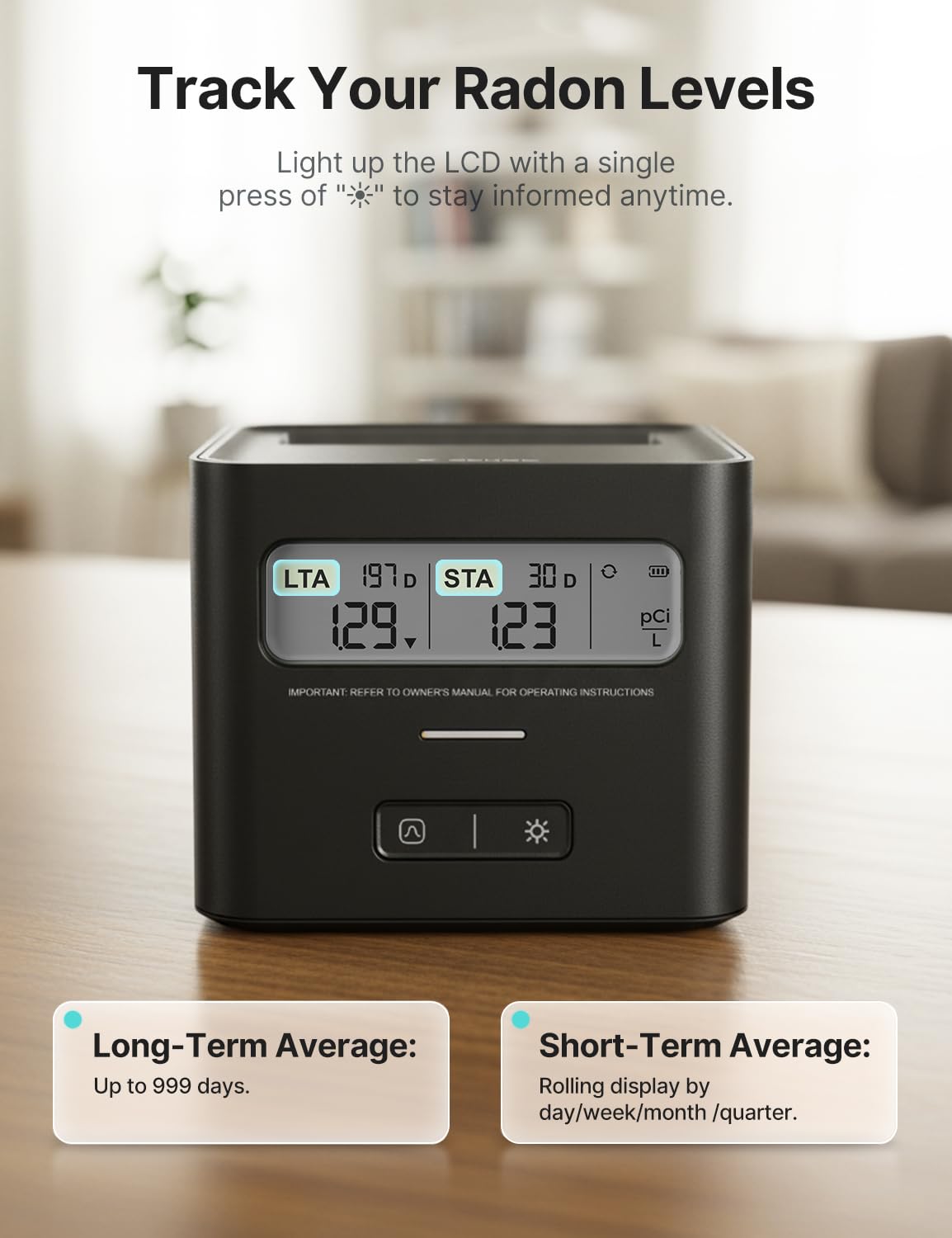 LinkMejor Détecteur de Radon pour Souterrain, Frais de Laboratoire Zéro, XR0A-SR, Noir