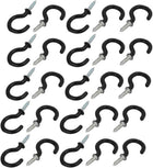 1 Inch Plastic Coated Screw-in Open Cup Ceiling Hooks Hangers Black 25pcs