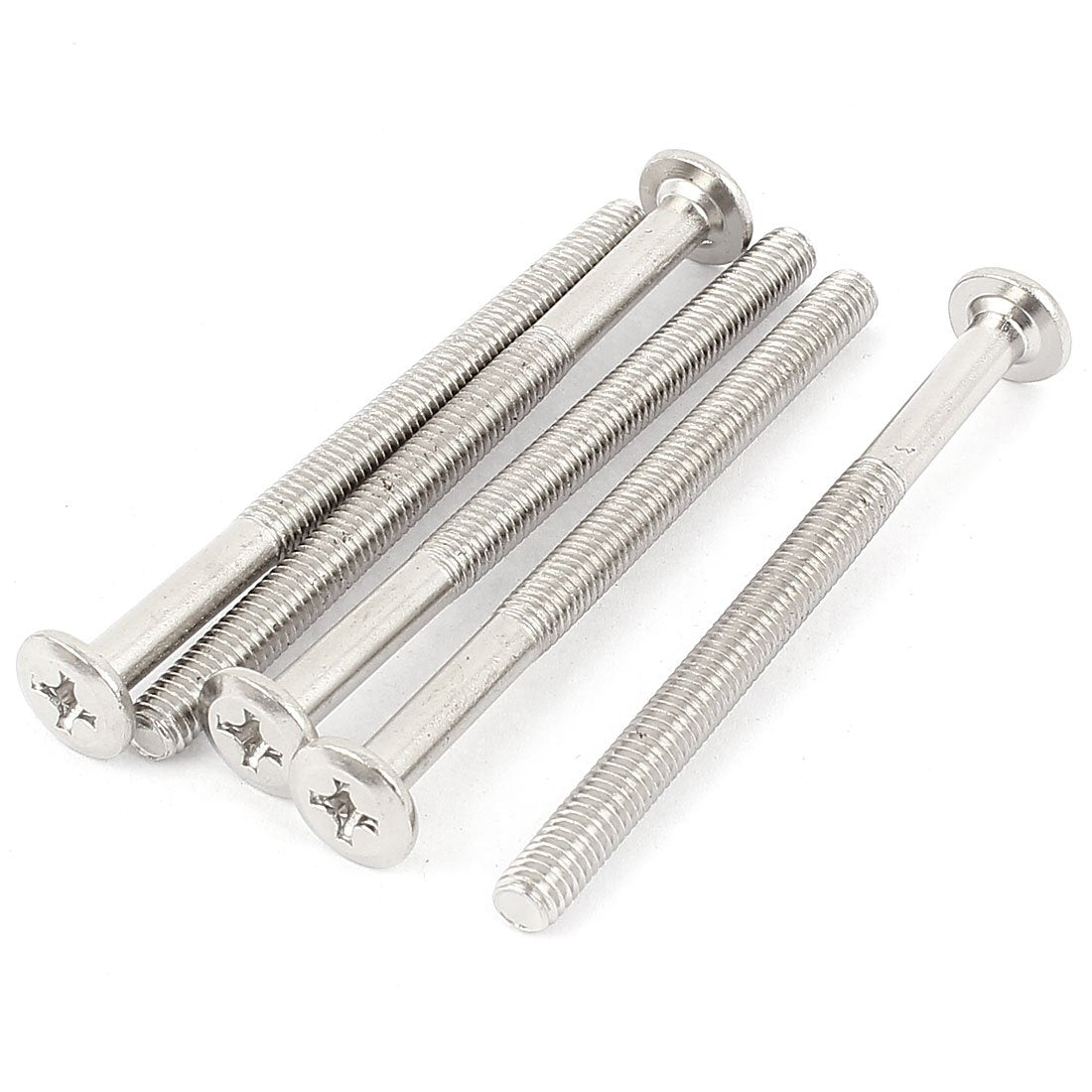 M6x80mm Male Thread Phillips Flat Head Bolt Screw Suitable for Double Bed Furniture TV Rack Wall Hanging 5pcs