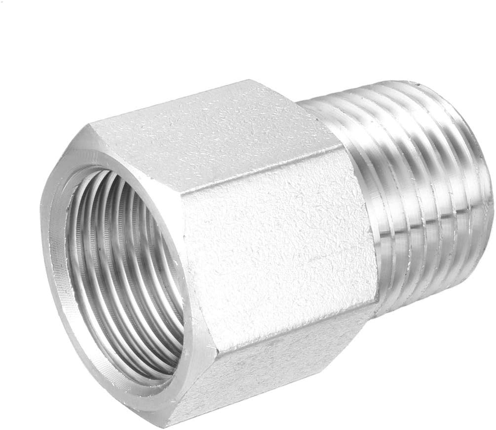 Pipe Fitting Reducer Adapter 1/2 NPT Male to M20x1.5 Female, Stainless Steel for Water Oil Air Pressure Gauge
