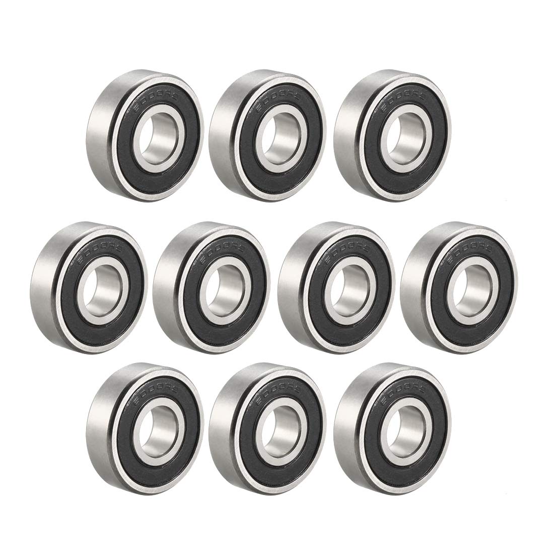 6000-2RS Deep Groove Ball Bearing 10x26x8mm Double Sealed Chrome Steel Bearings 10 Pack