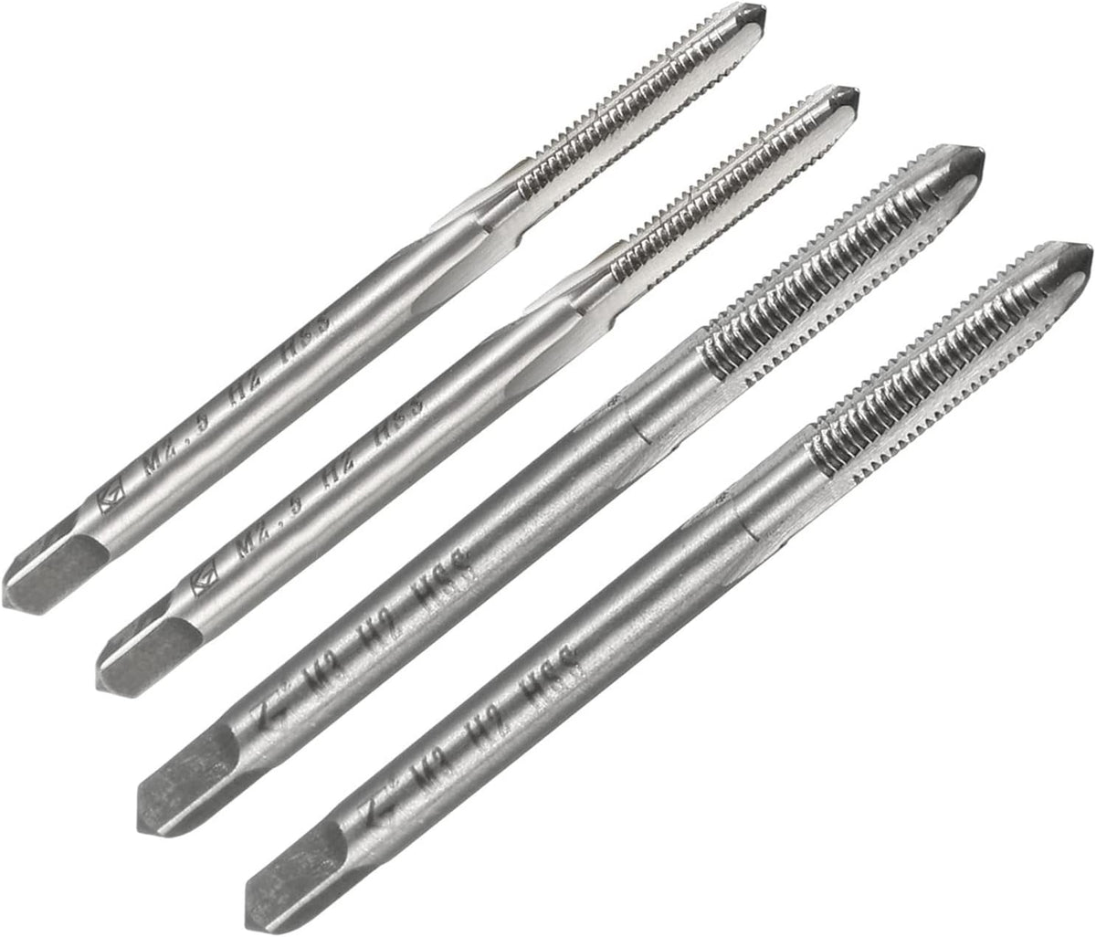 Metric Machine Taps M2.5 x 0.45mm & M3x 0.5mm H2 HSS Uncoated 3 Straight Flutes Thread Tapping DIY Tool 4pcs