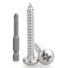 #8 x 1 (60PCS) 304SS Self Tapping Screws Pan Head Silvery (ST4.2x25)