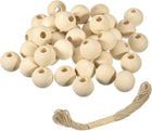 60Pcs Wooden Beads, 30mm/1.2inch Natural Color Ball Spacer Bead Unfinished Round Loose Beads for Crafts Jewelry Making Party Decoration (10mm Hole)