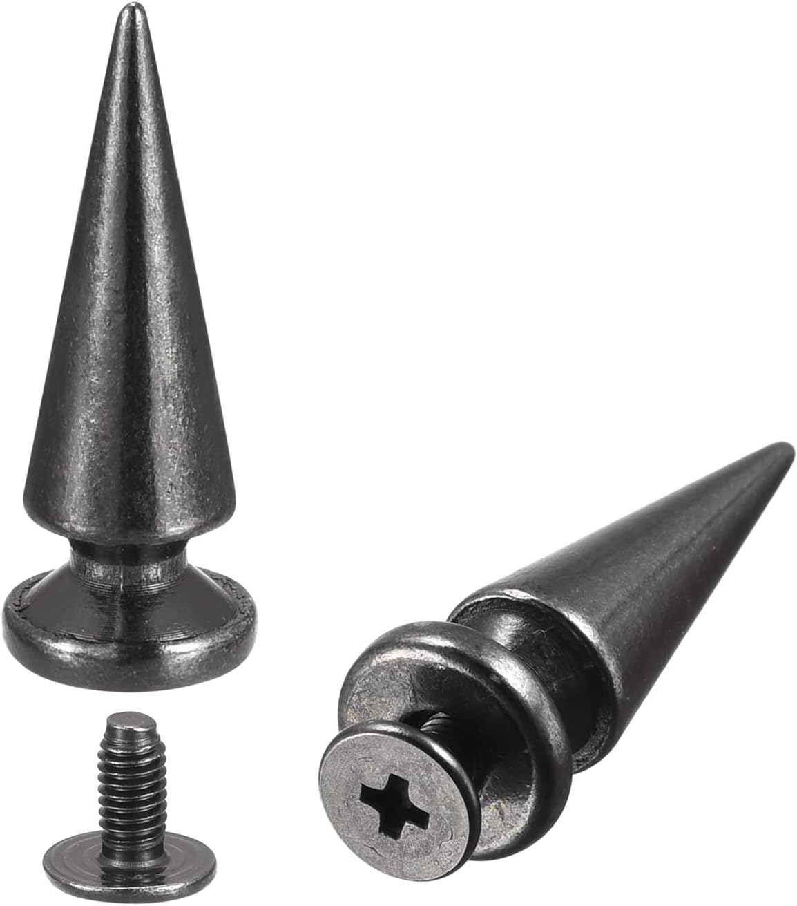 LinkMejor 10x26mm Screw Back Rivets, 30 Sets Solid Leather Studs Spike for DIY Black