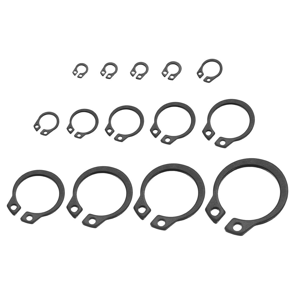 210 Pcs External Retaining Rings, 14 Sizes 65Mn Carbon Steel External Circlip Snap Rings Assortment Kits Round Wire Snap Rings for Valves Electrical Appliances
