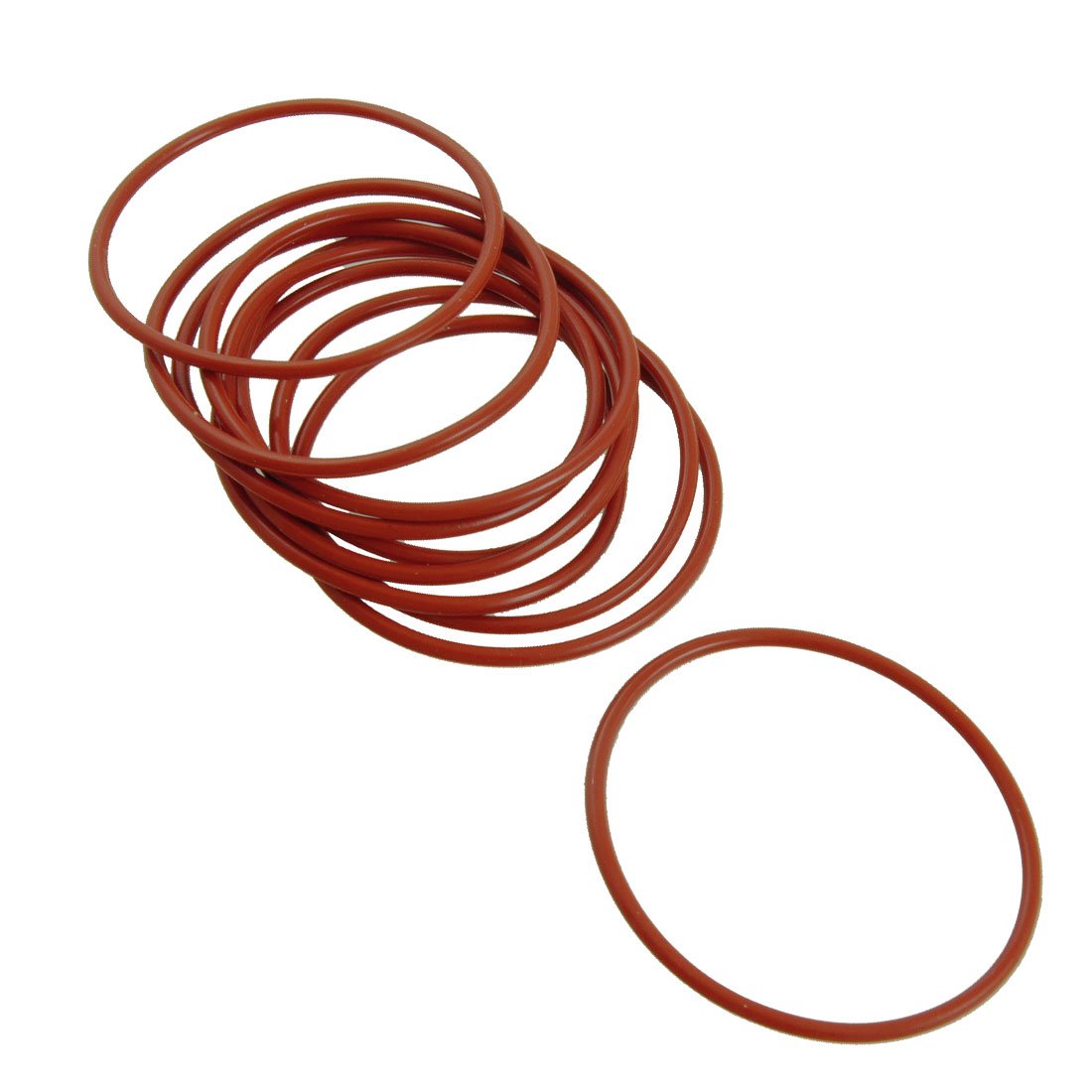10 Pcs 55mm OD 2.5mm Thickness Red Silicone O Ring Oil Seals