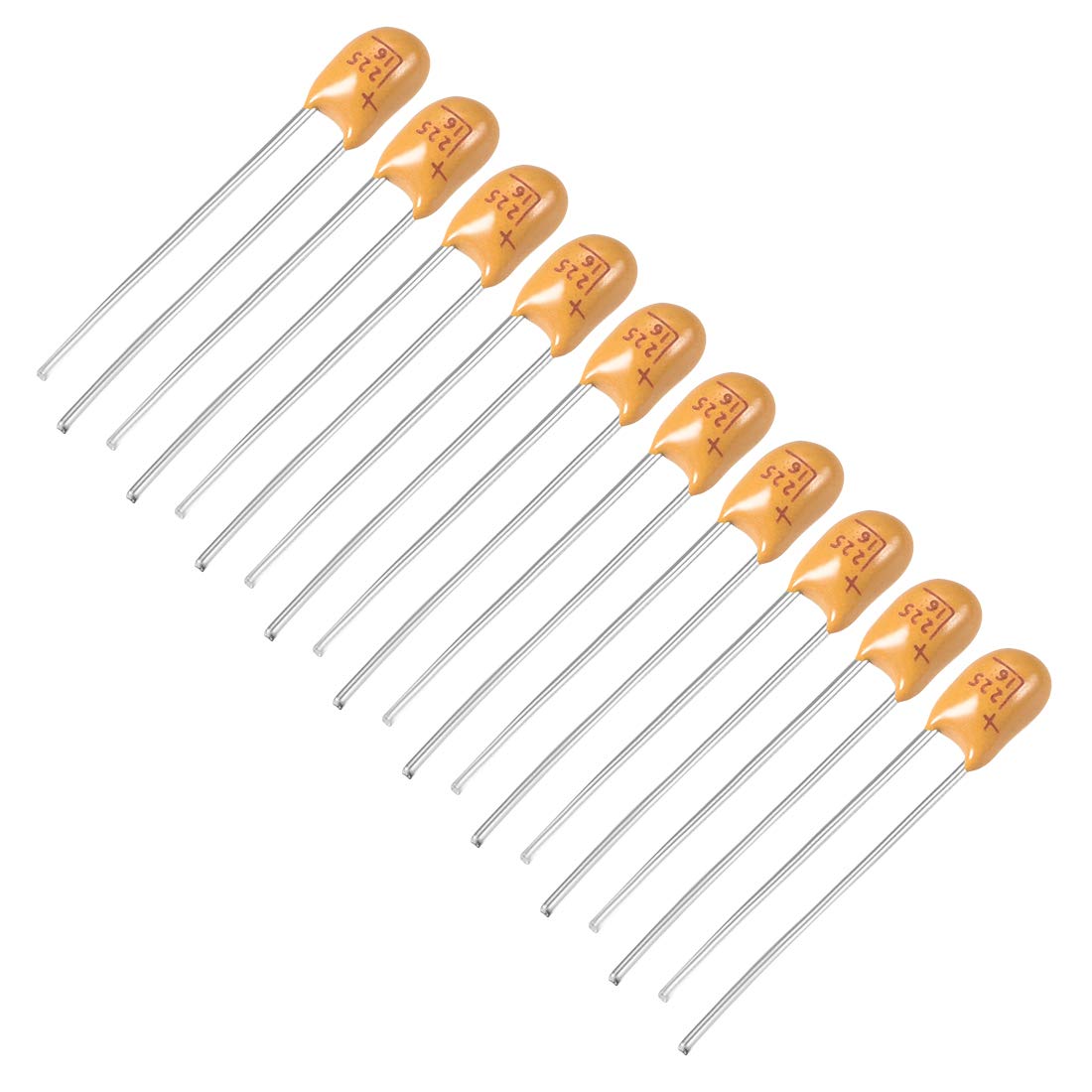 2.2uF Tantalum Capacitor, 16V 2 Pin Yellow Radial Electrolytic Capacitor Dipped Tantalum Bead Capacitors 10pcs