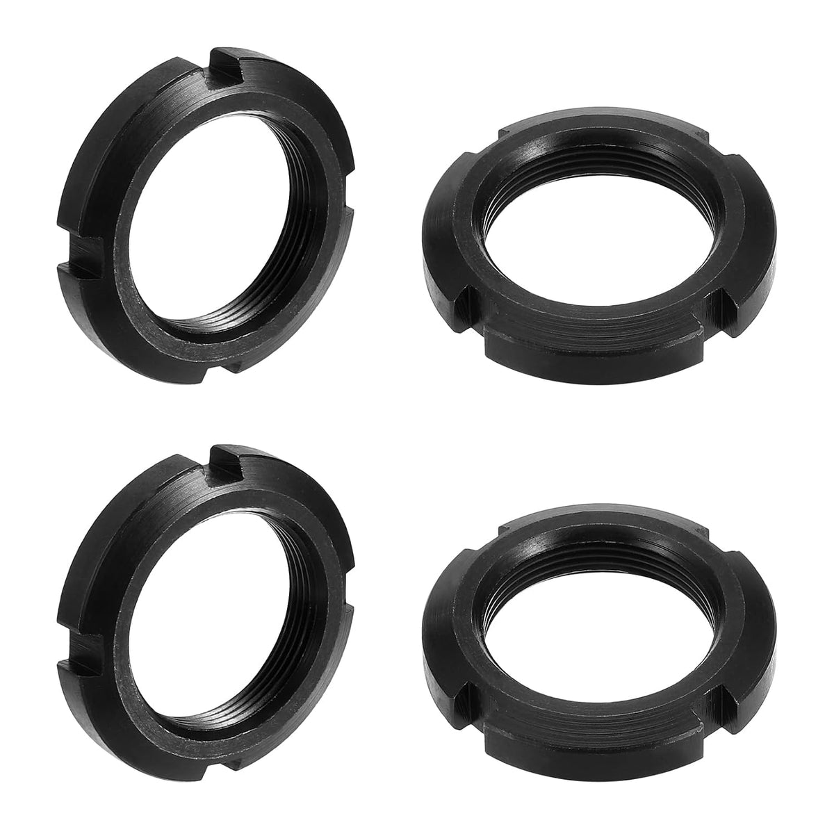 M35x1.5mm Retaining Four-Slot Slotted Round Nut, 4Pcs Carbon Steel Round Lock Nut for Various Rolling Bearings, Industrial Field, Black