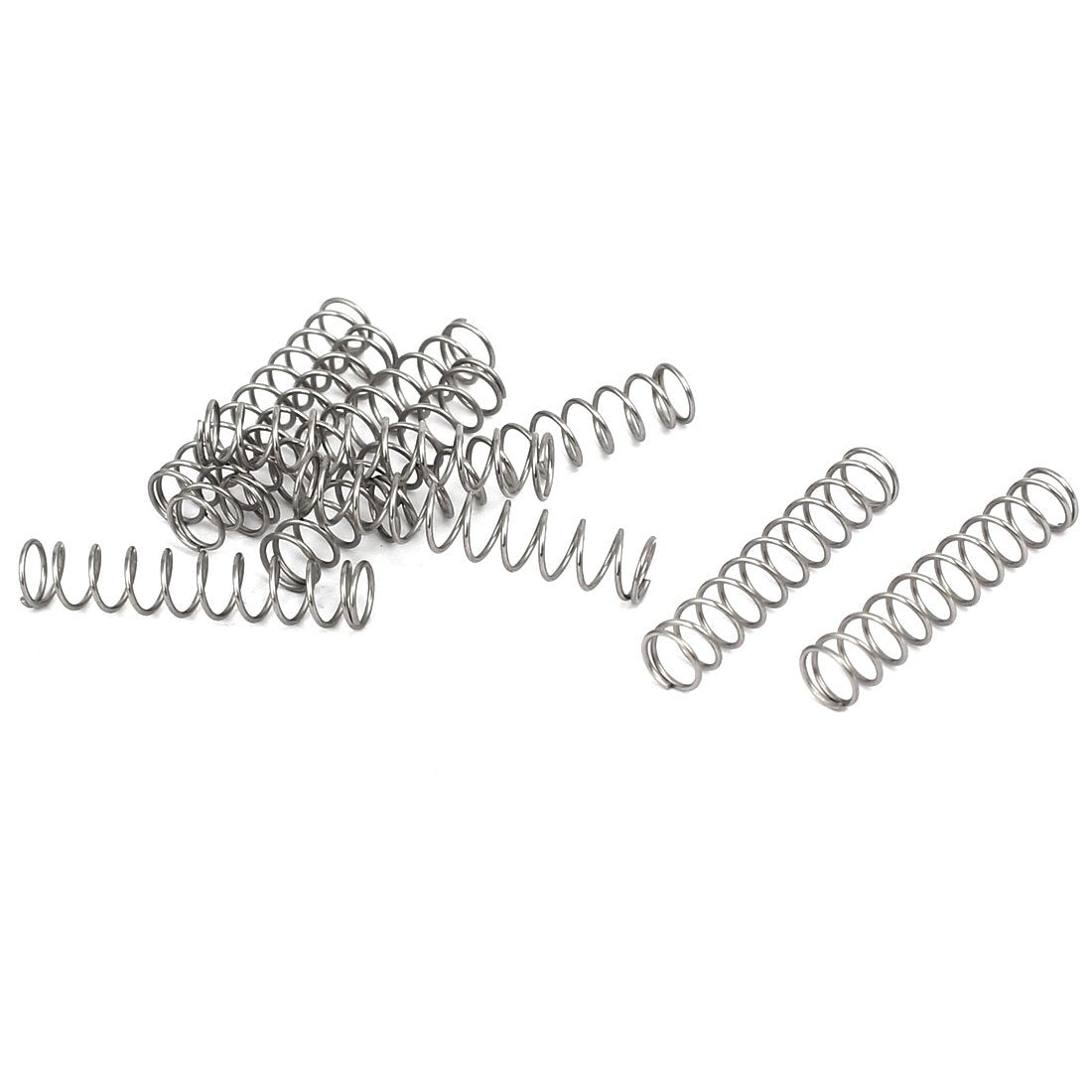 Compression Spring,304 Stainless Steel,4mm OD,0.4mm Wire Size,20mm Free Length,Silver Tone,10Pcs