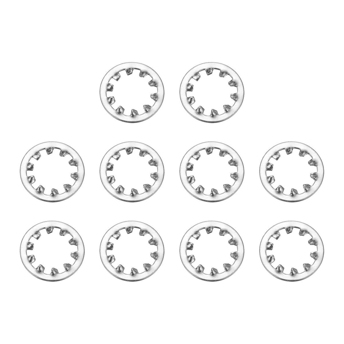 10Pcs 1/2 Internal Tooth Lock Washer, 304 Stainless Steel Multi-Tooth Star Washer Locking Fastener, Silver Tone