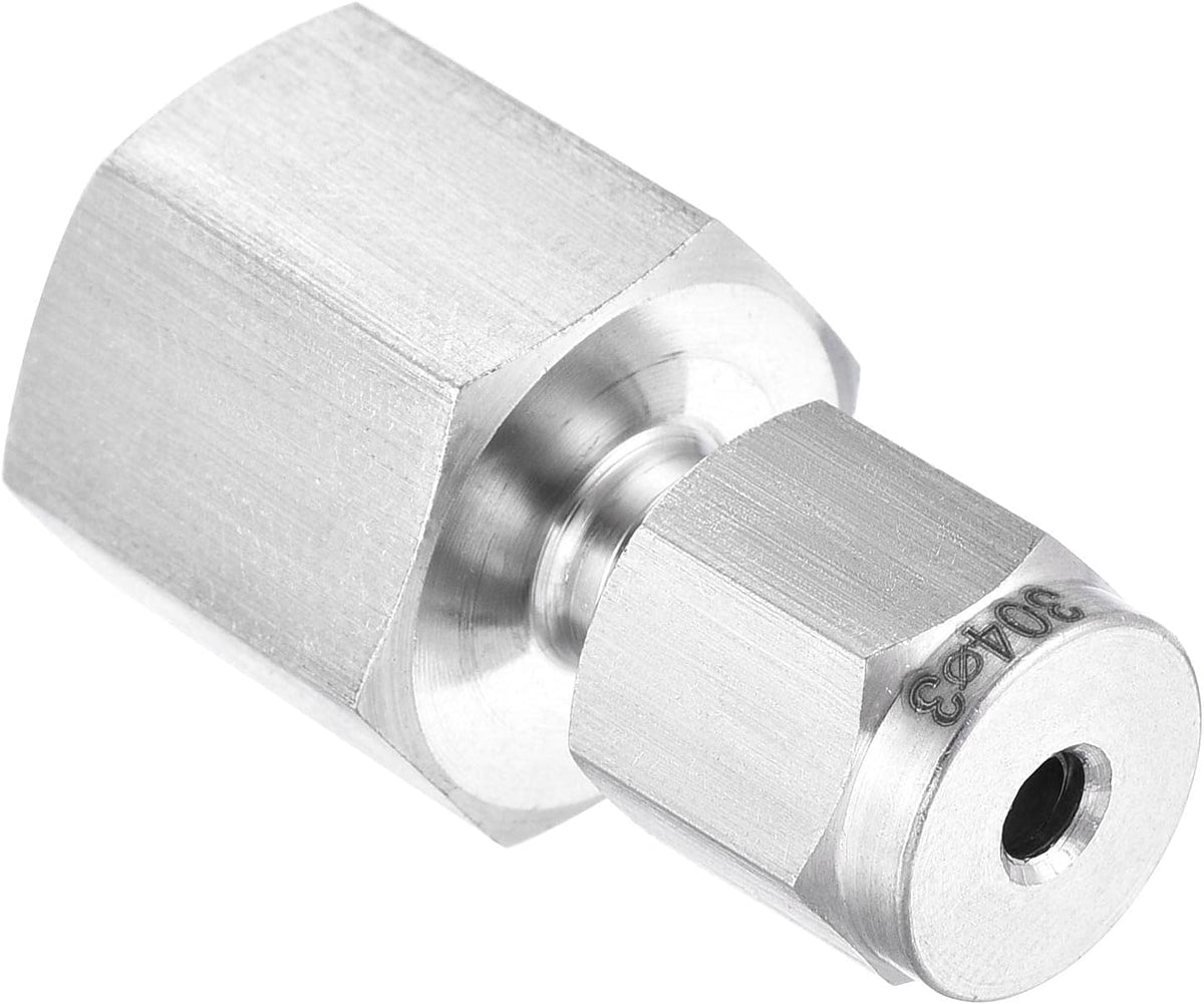 Compression Tube Fitting 1/4NPT Female Thread x 3mm Tube OD Straight Coupling Adapter 304 Stainless Steel