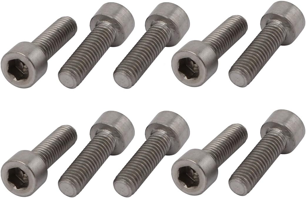 10 Pcs M6x20mm Thread Hex Socket Drive Cap Head Titanium Screw