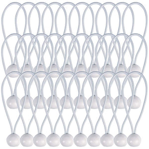LinkMejor 30 Pcs Bungee Cords met Bollen 4 inch Witte Bal Bungees Zware Taak Tarp Bungee Cords Weerstandselementen Koppelsnelheid voor Camping, Tenten, Lading, Vasthouddraad en Hoses