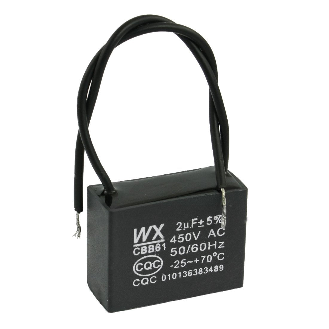 Black 450VAC 2Uf Cable Terminal Motor Running Capacitor Cbb61