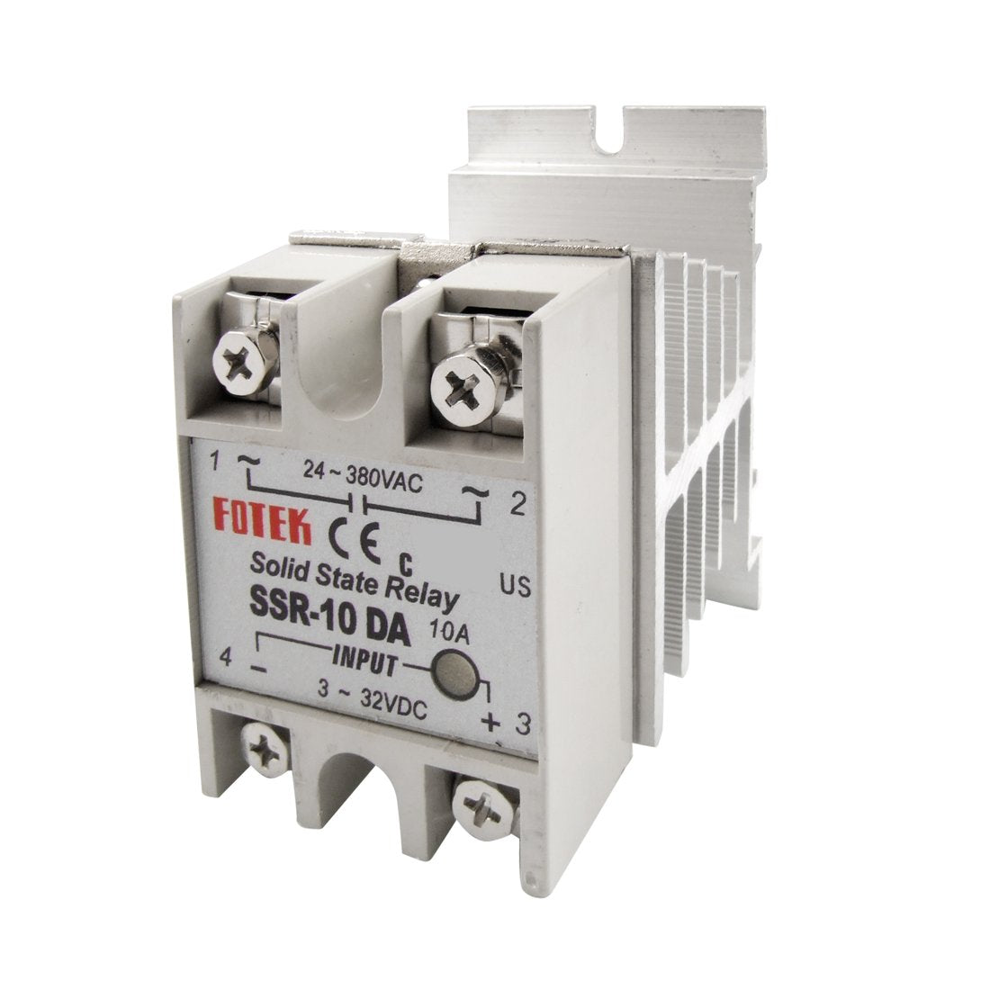 Single Phase Solid State Relay SSR-10DA 10A 3-32V DC 24-380V AC + Heat Sink