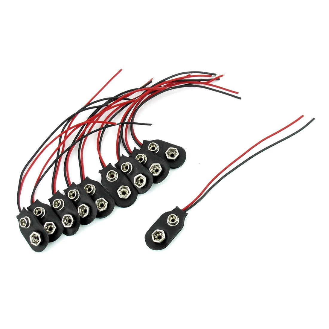 A13110100ux0258 Snap 9V (9 Volt) Battery Clip Connector I Type Black W Cable (Pack of 10)