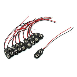 A13110100ux0258 Snap 9V (9 Volt) Battery Clip Connector I Type Black W Cable (Pack of 10)