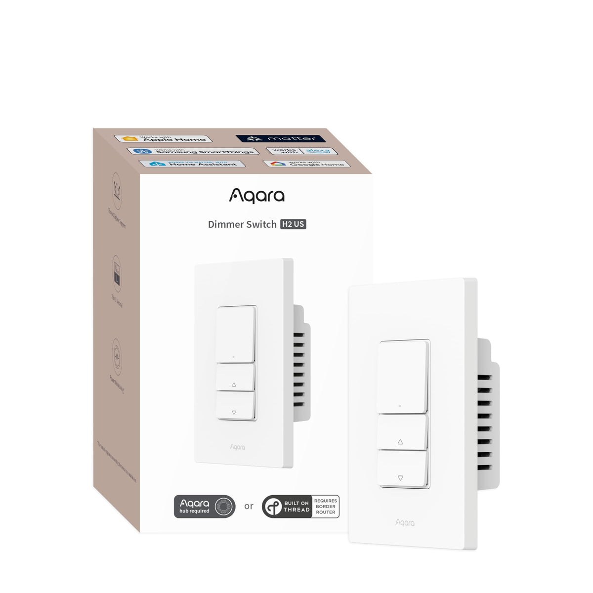 링크메이저 스마트 조명 조절 스위치 H2, 2-in-1 중립, Thread/Zigbee 프로토콜