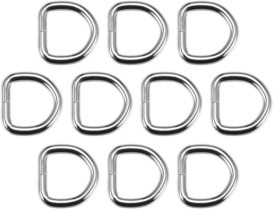 LinkMejor 10pcs Metal D Ring 0.8"(20mm) D-Rings Buckle for Hardware Bags Belts Craft DIY Accessories Silver Tone