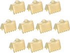 LinkMejor 20Pcs 8.5mm Ribbon Crimp Clamp Ends, Stainless Steel Bookmark Pinch Crimp Ends, Clamps Cord Ends Fasteners for Bracelet Necklace Jewelry Making, Gold