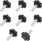 10Pcs 1/4"-20 Star Knobs, 0.8" Threaded Stud Plastic Male Clamping Knobs Screw Hand Tightening Replacement Knob for Industrial Furniture Tools Jigs Clamps, Black