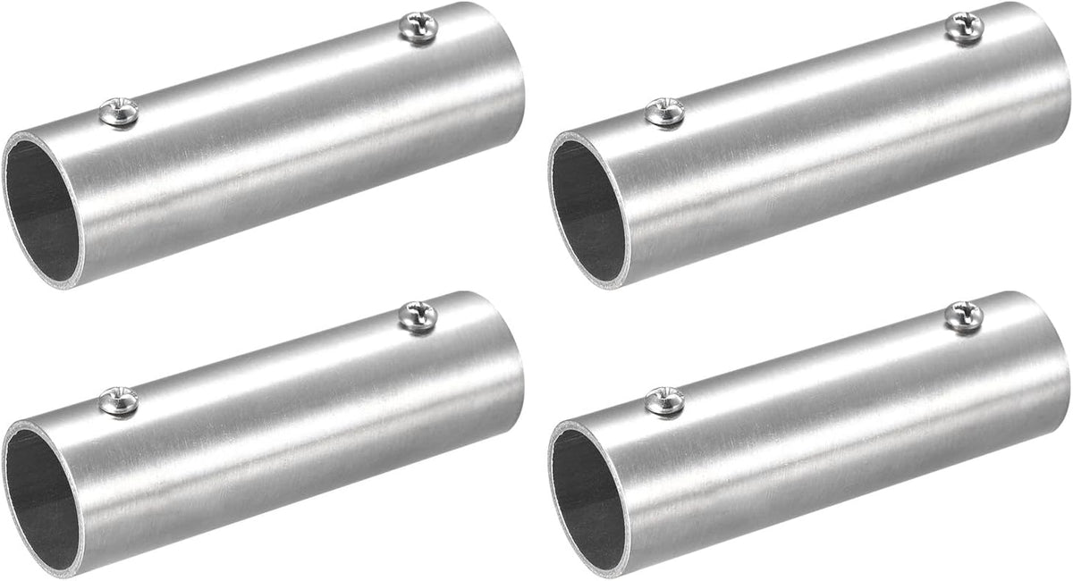 4Pcs Straight Pipe Fitting Connector, 202 Stainless Steel 2-Way Hand Rail Tube Connector 100mm Length, for 1"(25mm) OD Handrail Railing