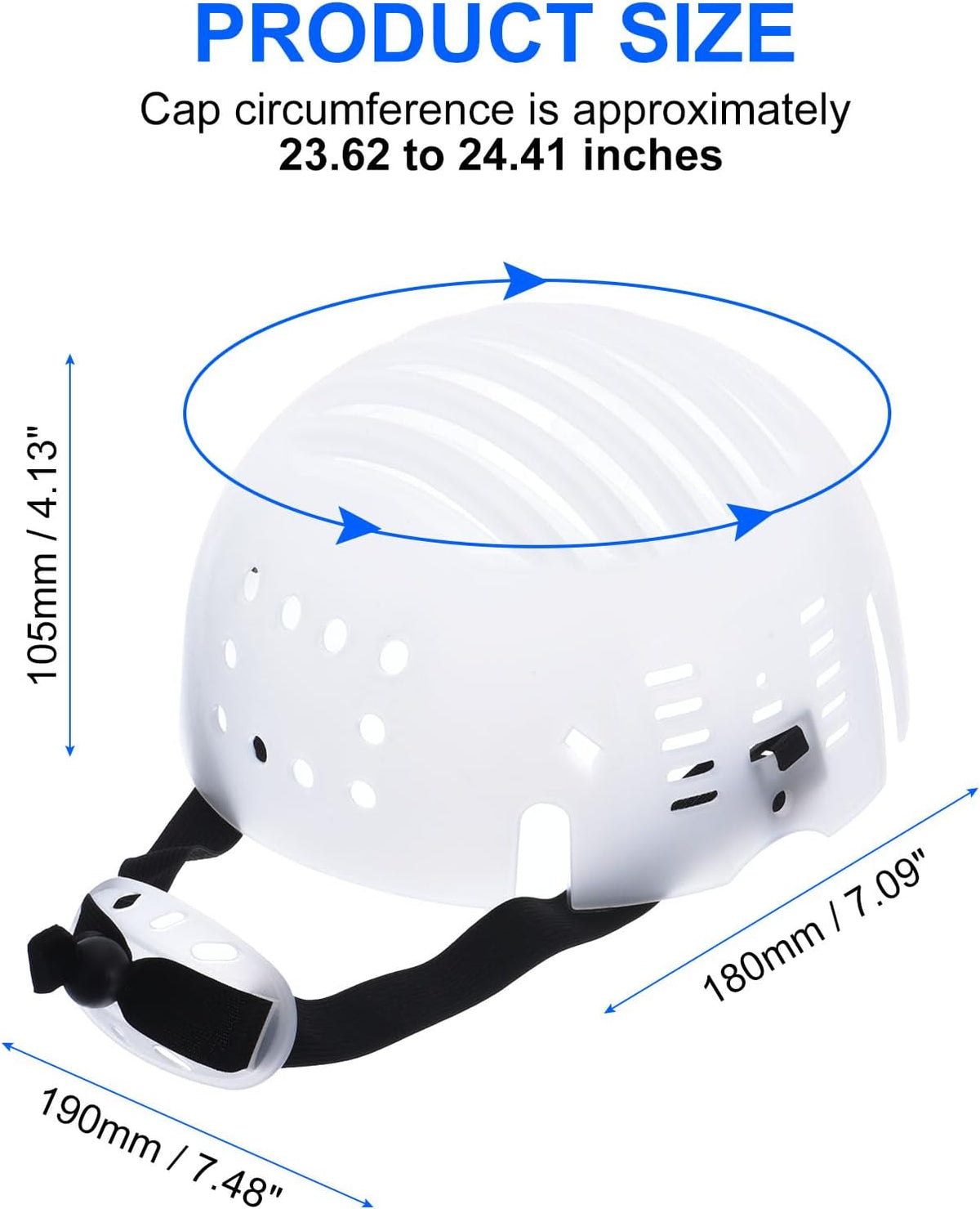 2Pcs Stoßkappe Einlegesatz, PE-linierte Baseball-Helmeinlagen, Leichtes Universelles Stoßkappe mit verstellbarem Gurt für Kopfschutz (Weiß)