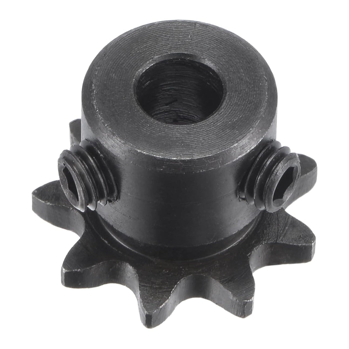 9 Tooth Roller Sprocket B Type, #25 Chain, Single Strand 1/4" Pitch, 6.35mm Bore Black Oxide C45 Carbon Steel with Set Screws for ISO 04C