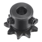 9 Tooth Roller Sprocket B Type, #25 Chain, Single Strand 1/4" Pitch, 6.35mm Bore Black Oxide C45 Carbon Steel with Set Screws for ISO 04C