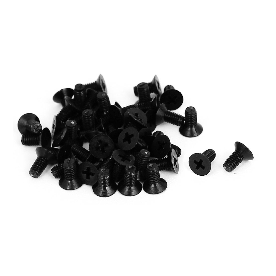 M3x6mm Phillips Nylon Countersunk Head Bolt Machine Screw Black 50Pcs