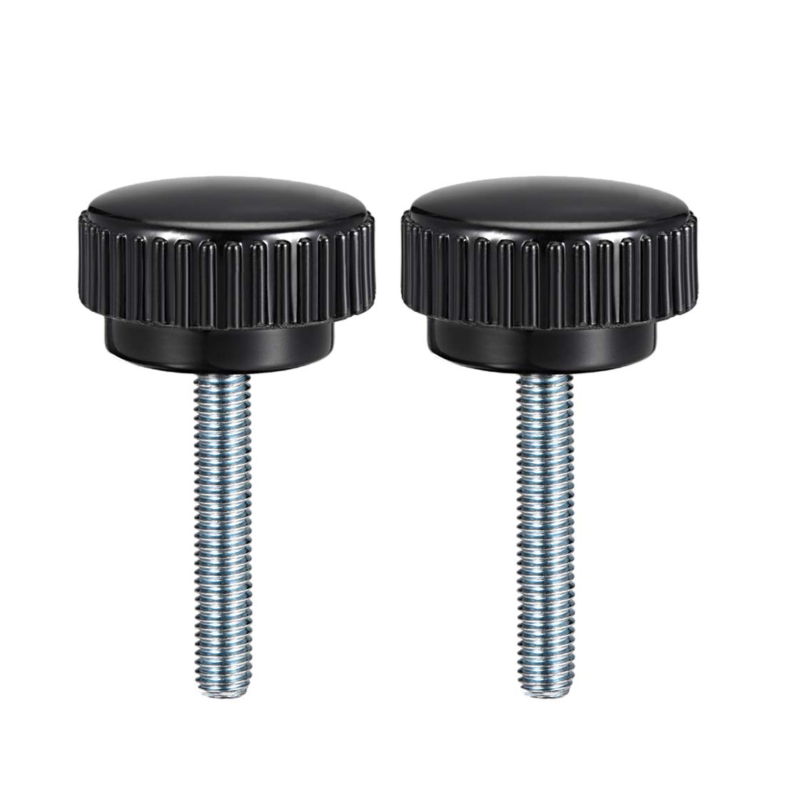M8 x 40mm Metric Male Thread Knurled Clamping Knobs Grip Thumb Screw on Type Plastic Threaded Hand Bolt Knobs Black 2 Pcs