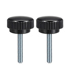 M8 x 40mm Metric Male Thread Knurled Clamping Knobs Grip Thumb Screw on Type Plastic Threaded Hand Bolt Knobs Black 2 Pcs