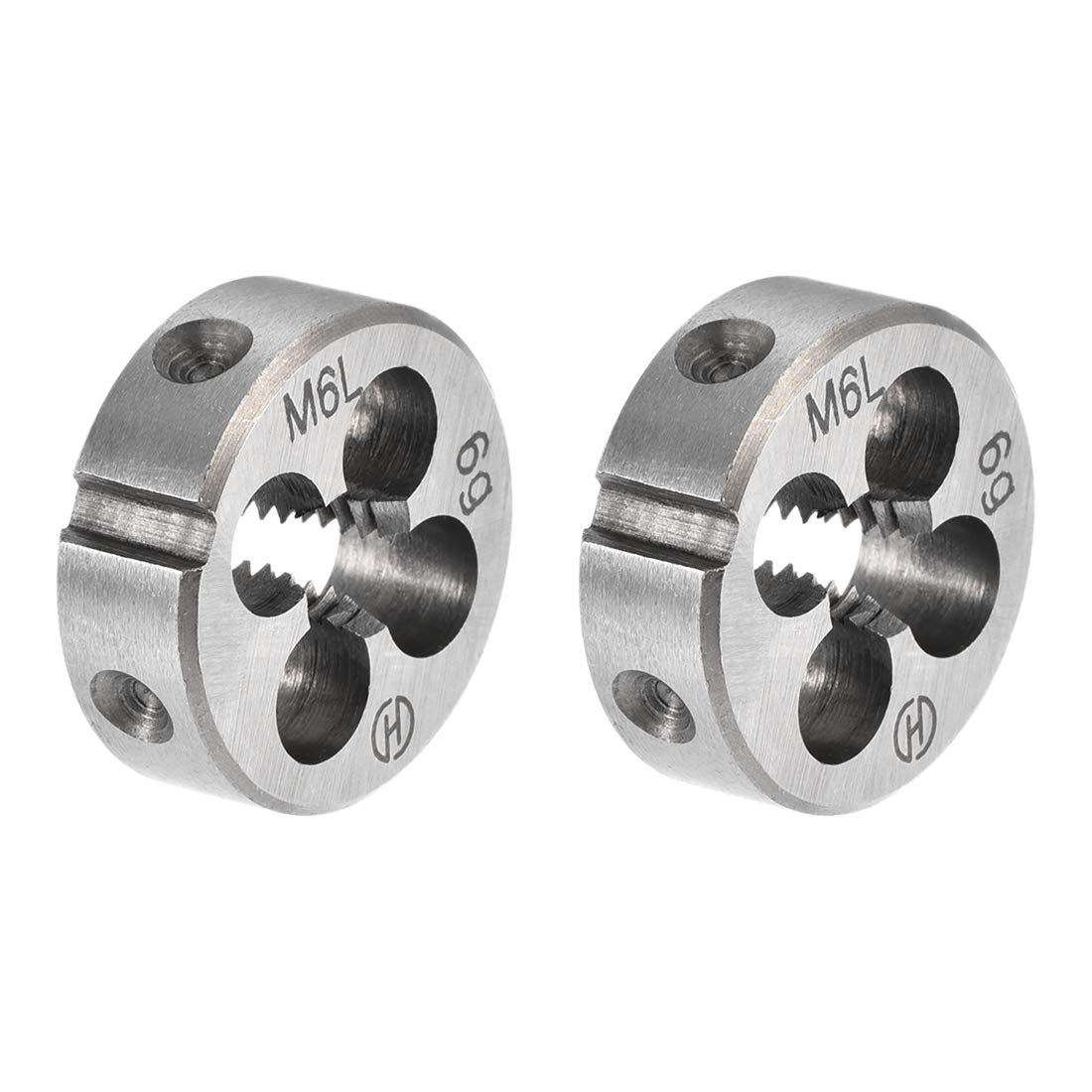 M6 Metric Round Die, Machine Thread Left Hand Threading Die, Alloy Tool Steel Screw Thread Cutting Die, 2pcs