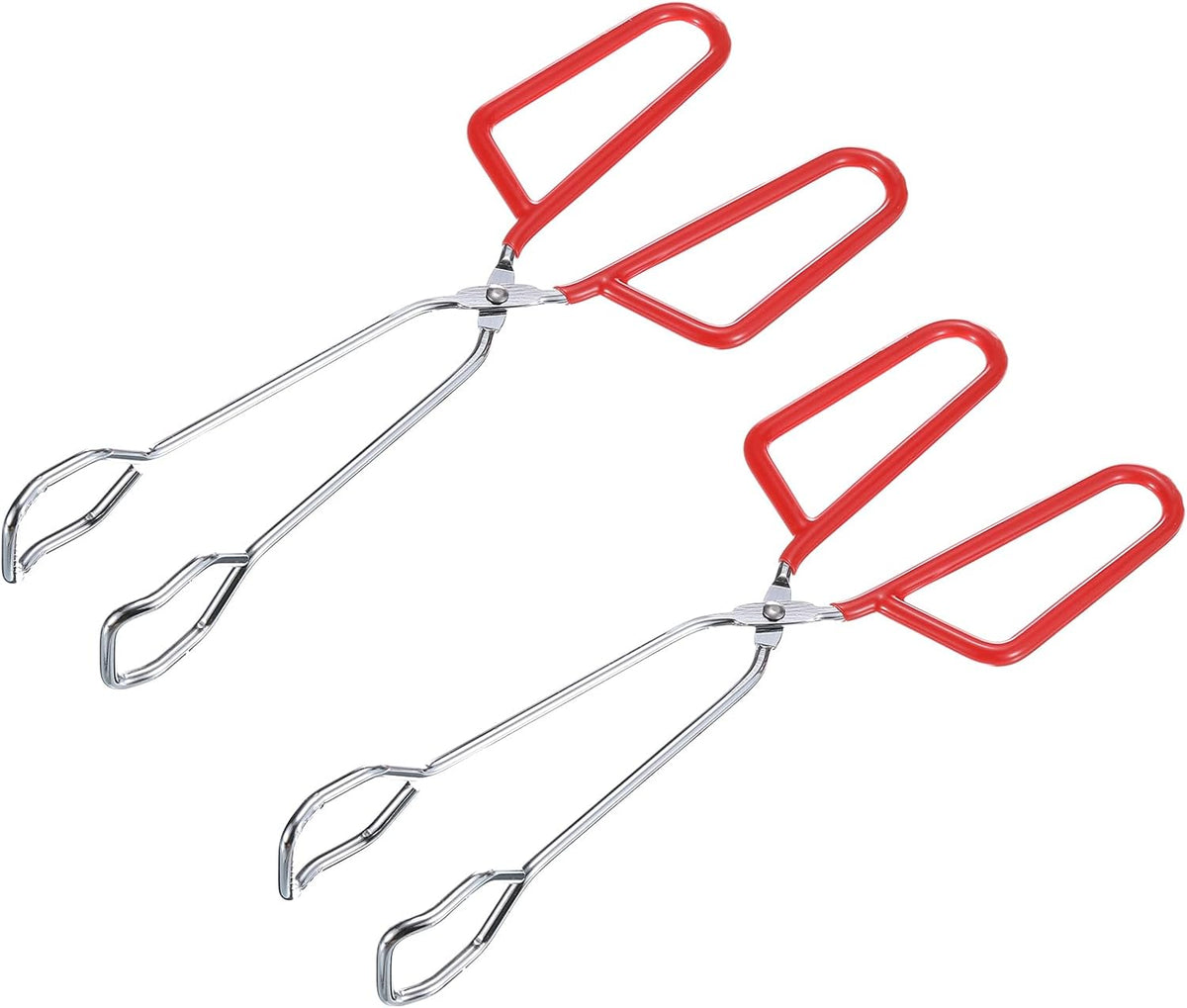 2Pcs Keukenschepjes Kooktongs, 10" Electroplating Keukentongs met Comfortgreep Rode Handgreep voor Barbecue
