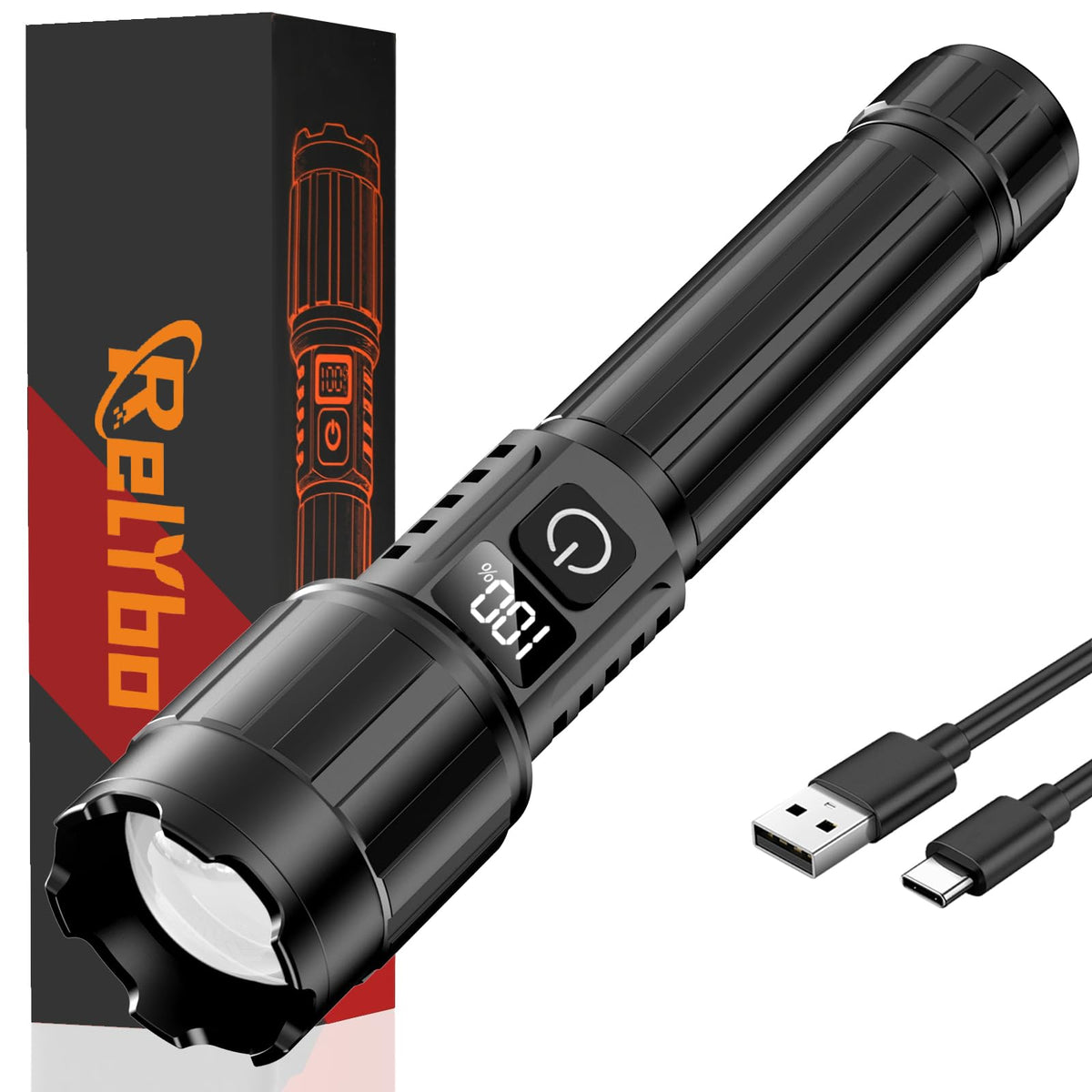 LinkMejor Latarka LED naładowana 100000 Lumens, 12H & Długi Zasięg