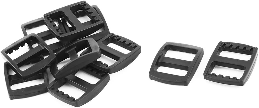 LinkMejor Plastic Travel Adjustable Backpack Glide Buckle 15mm Strap Width 10pcs Black
