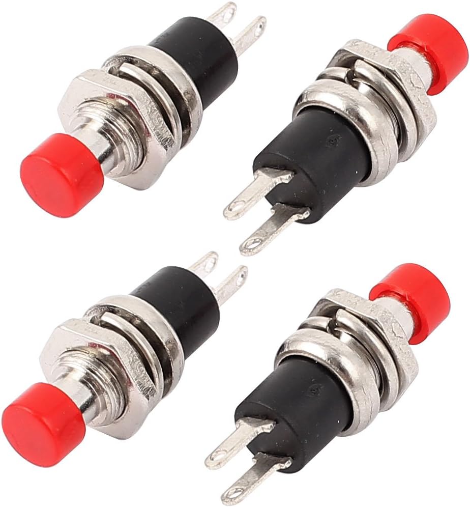 4pcs AC 125V 3A/AC 250V 6A SPST Momentary OFF-ON Push Button Switch 10mm Red