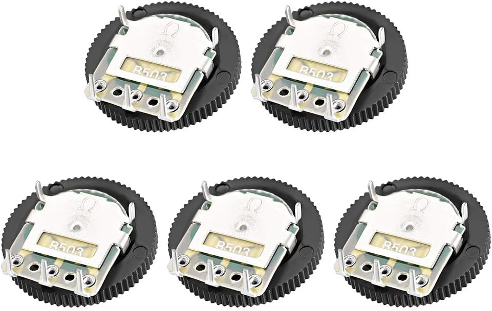 50K Ohm Dial Wheel Potentiometer for Audio Stereo Volume Switch Control 16x6mm 5Pcs