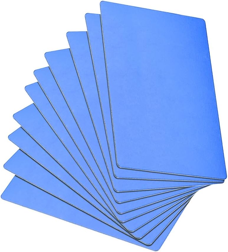 Blank Metal Business Card 88x53x0.6mm Anodized Aluminum Plate for DIY Laser Printing Blue 10 Pcs