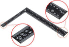 LinkMejor Leathercraft Black Tempered Stainless Steel Measuring Square Ruler for DIY Leather Handmade Sewing Tools 0-300mm 0-12inch Scale