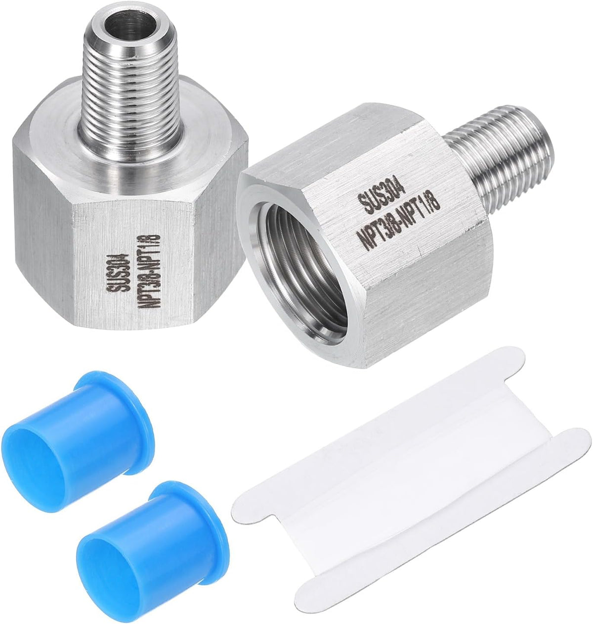 2 Pcs Pipe Fittings Reducer Adapter 1/8" NPT Male Pipe x 3/8" NPT Female Pipe Stainless Steel Adapter Pressure Gauge Connector for Oil Air Gas Hydraulic Systems