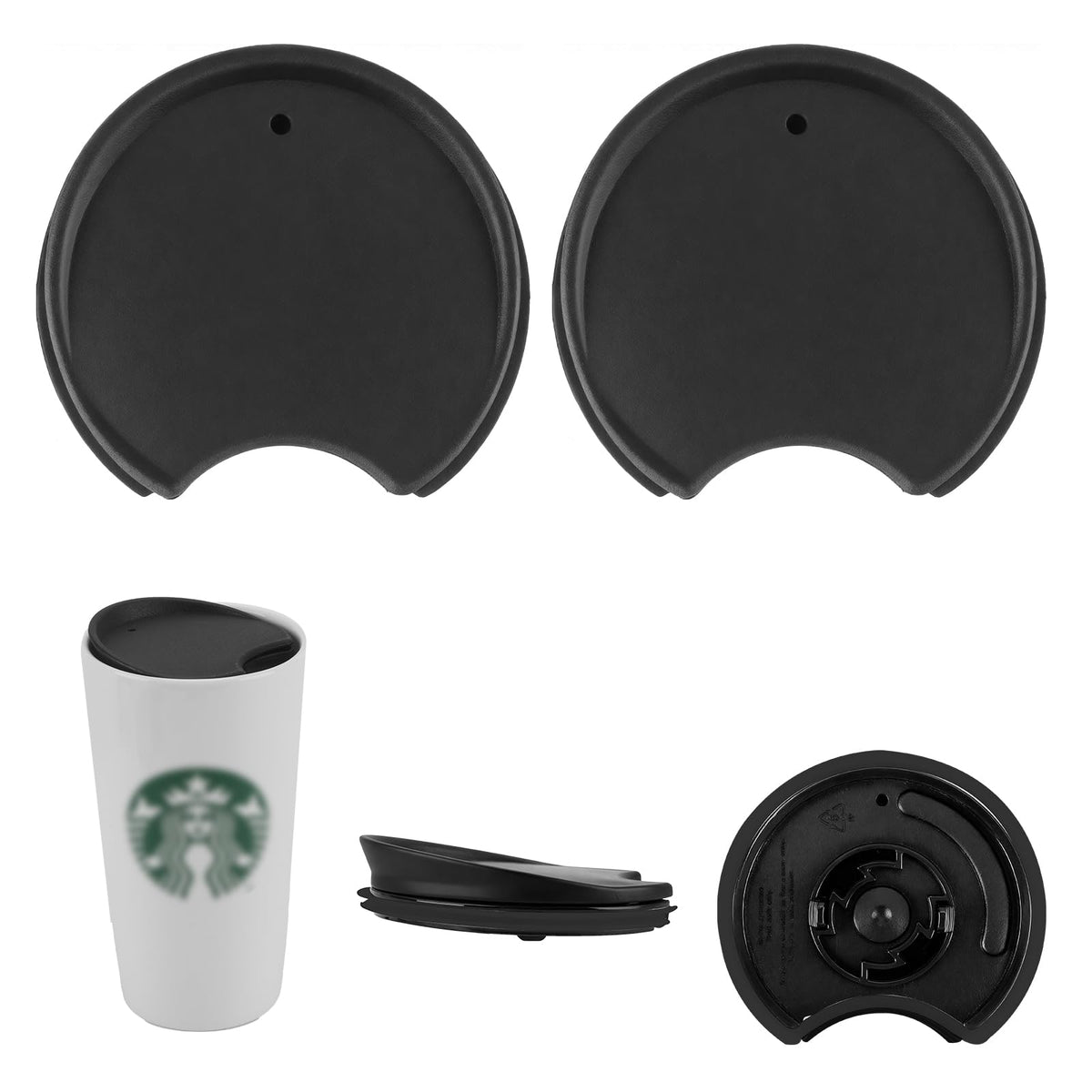 2PCS Siyah değişim kapağı, Starbucks 10oz 12oz 16oz kupa ile uyumlu